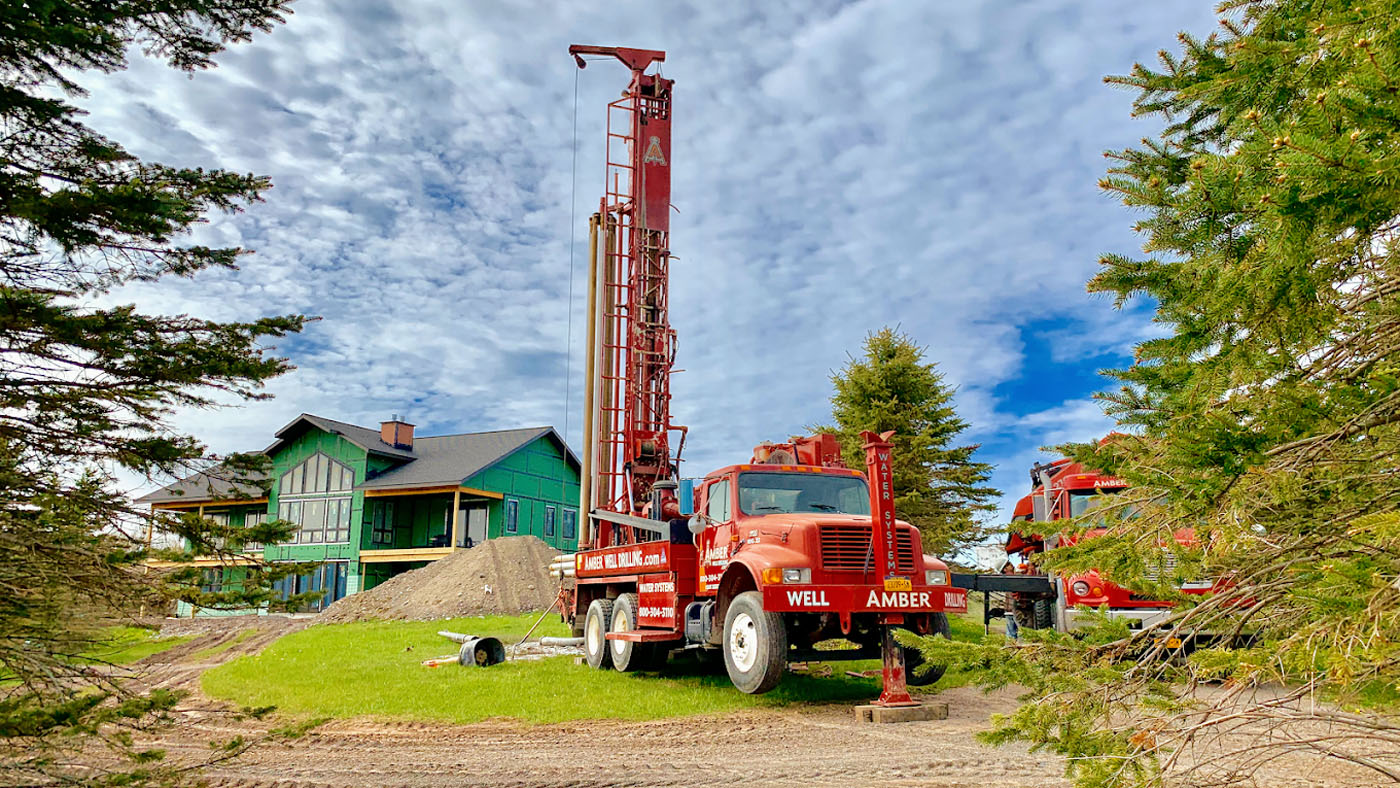 A Amber Water Pros truck, we are the top water well drilling company in New York / Pennsylvania .