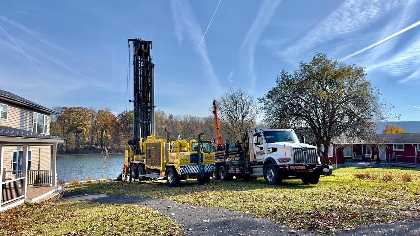 Amber Water Pros truck, the best water well drilling contractor in New York / Pennsylvania .